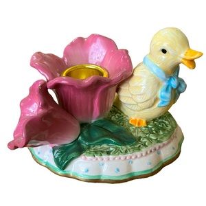 Avon Springtime Collection Duckling Floral Taper Candle Holder